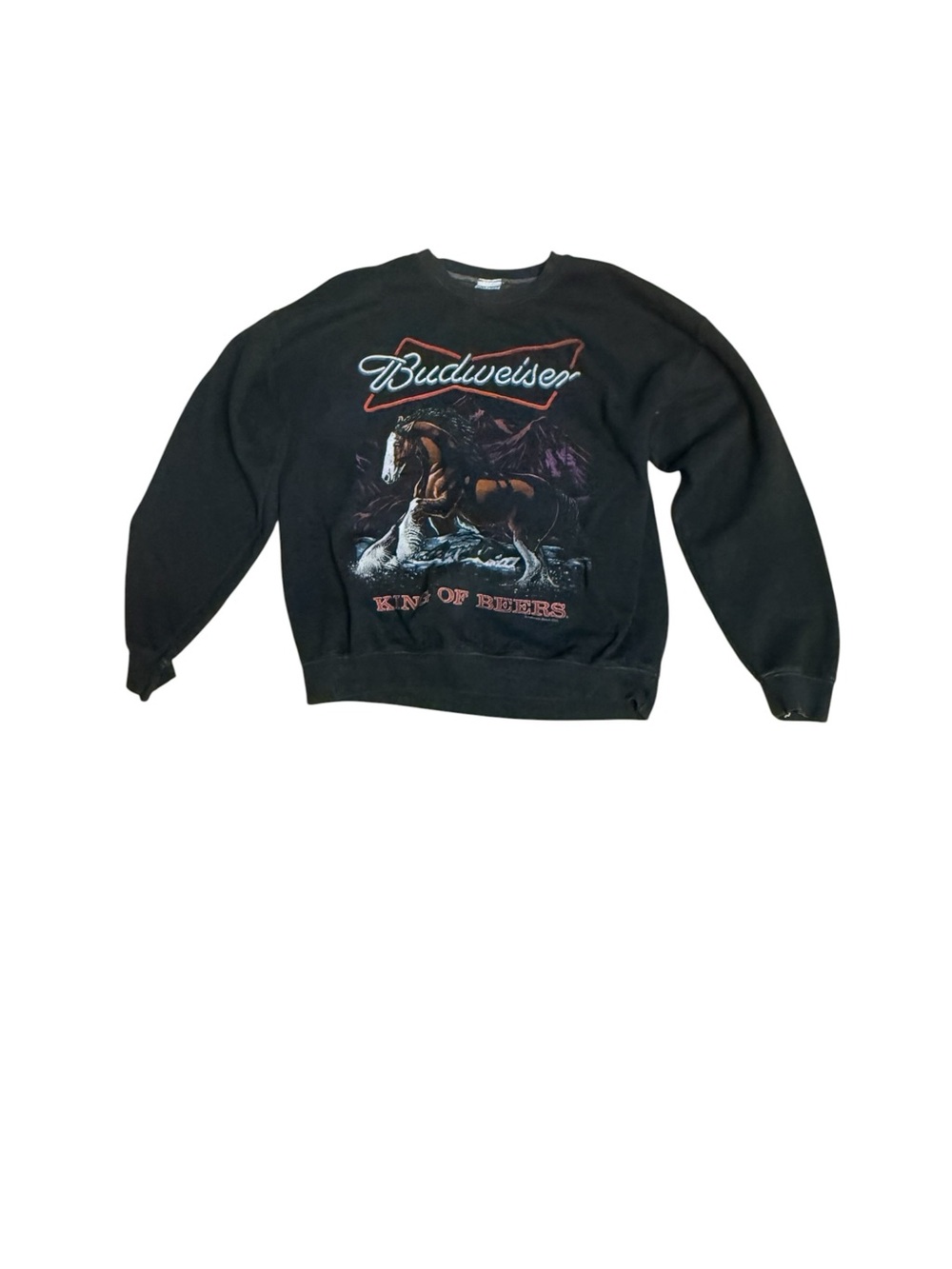 Junk Food Clothing Black Budweiser Horse Graphic Crewneck - Men Size Medium